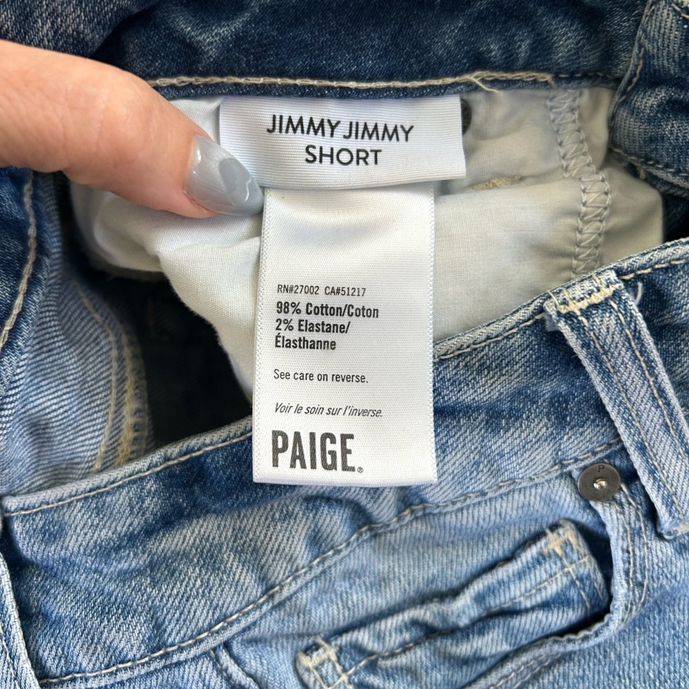 Paige Jimmy Jimmy Cotten denim shorts with a raw hem cuff Size 25 - Picture 5 of 6